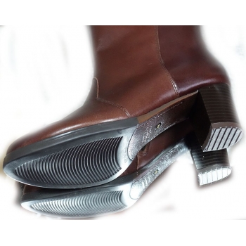 Skórzane szerokie botki  tęgość H obcas 5.8 cm